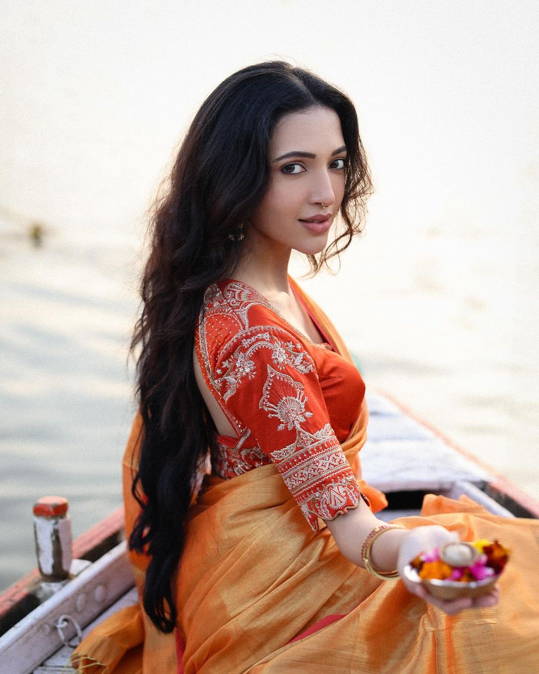 Tollywood Actress Neha Shetty in Traditional Orange Saree